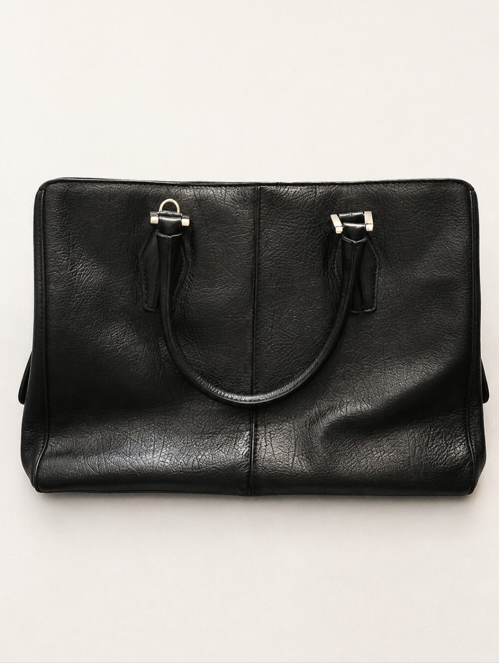 Tod’s Black Pebbled Leather Satchel Tote Bag Made in Italy